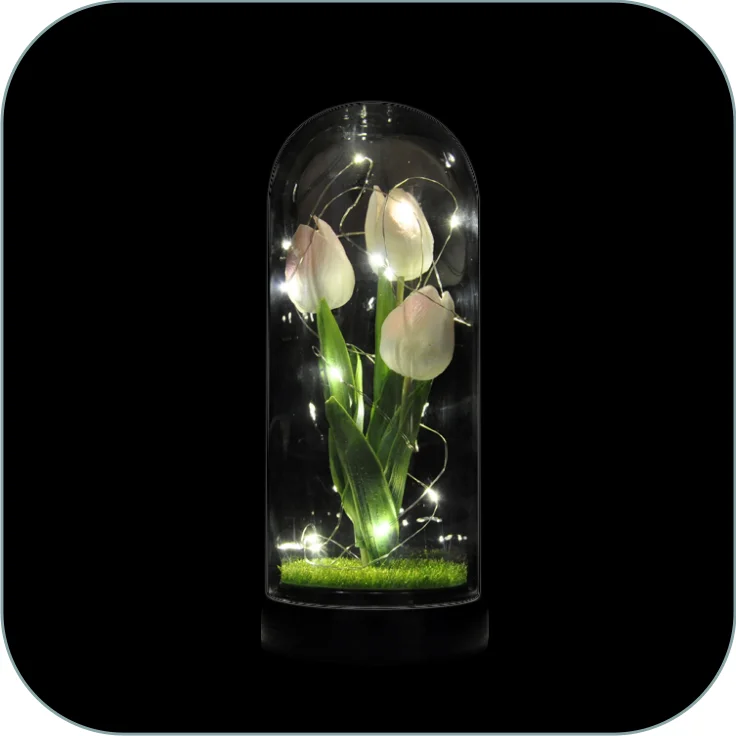 artificial rose galaxie flower in glass dome single galaxy rose with led lights perfect valentines day gifts centerpiece flower factory