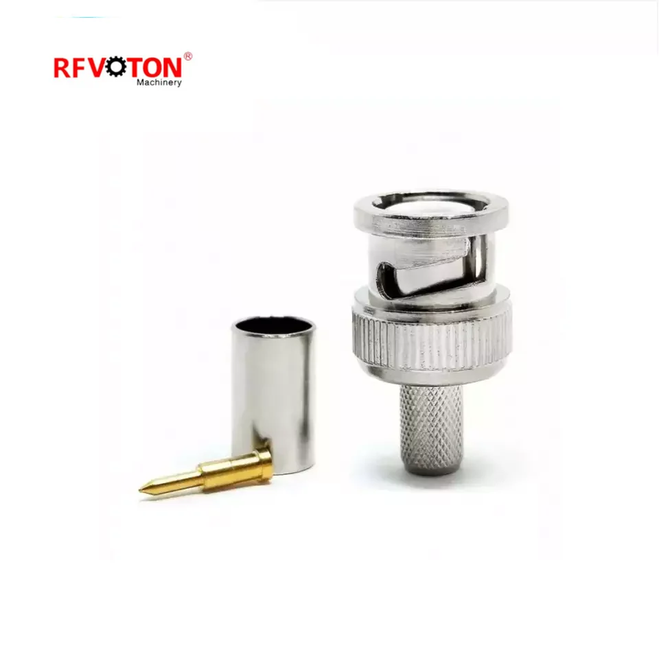BNC Male Connector Crimp Coaxial Cable RG59 for 3G HD / SDI / CCTV rf connector factory