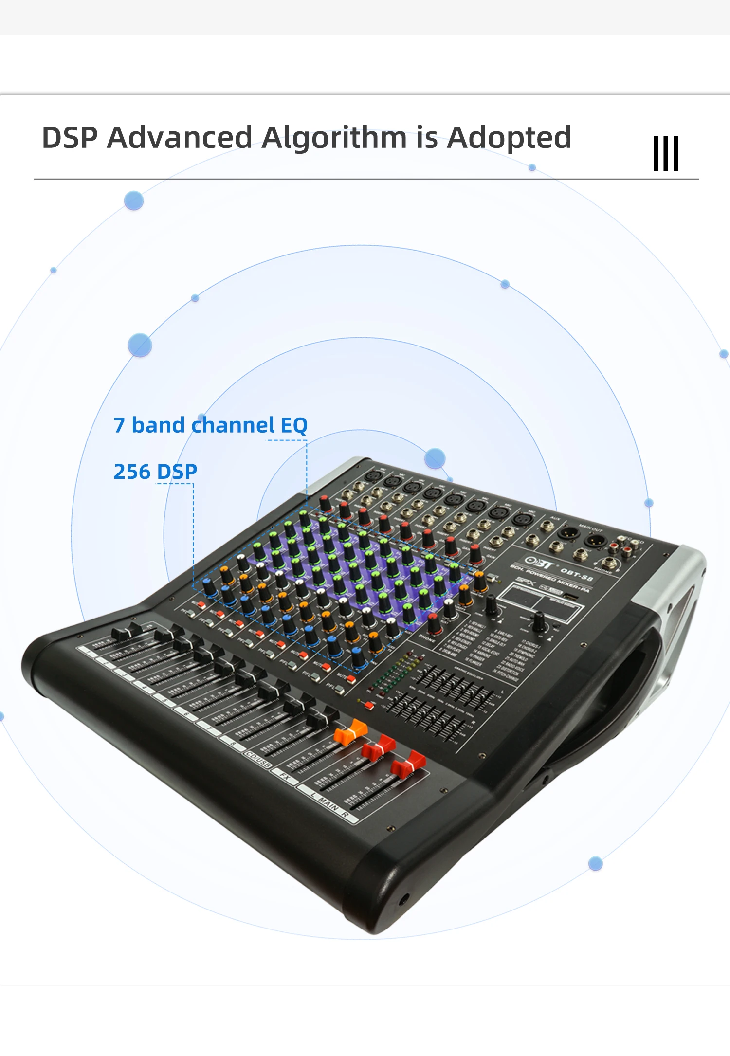 OBT S8 sound mixer Professional 8 channel public address