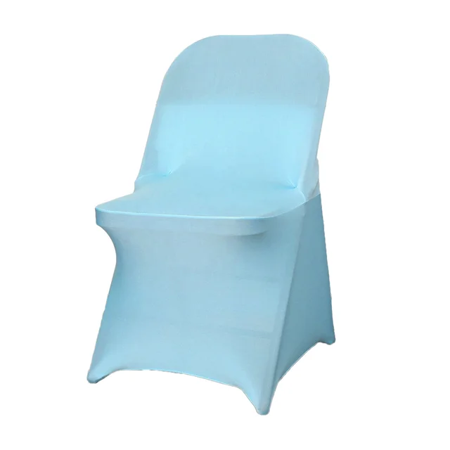 Stretch Spandex sky blue Folding Chair Cover for Wedding Party Dining Banquet Events Hotel Restaurant