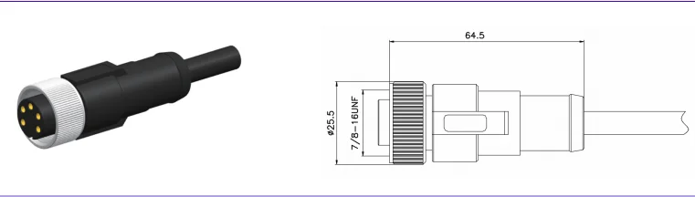 13A 300V 7/8" Waterproof Female Connector 3 4 5 Pin 12mm Metric