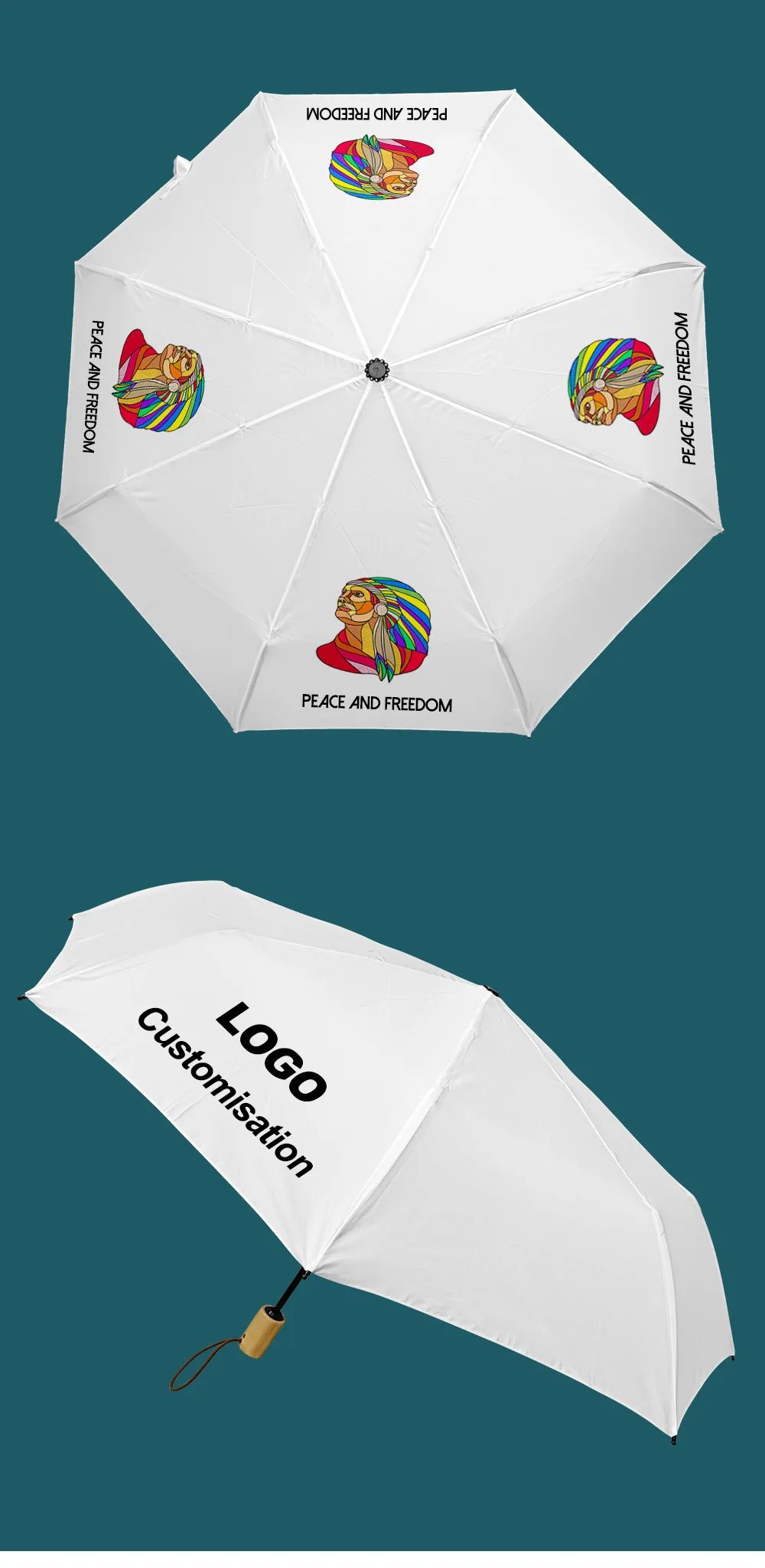 Smile Cloud Pattern Print Automatic Foldable Umbrella