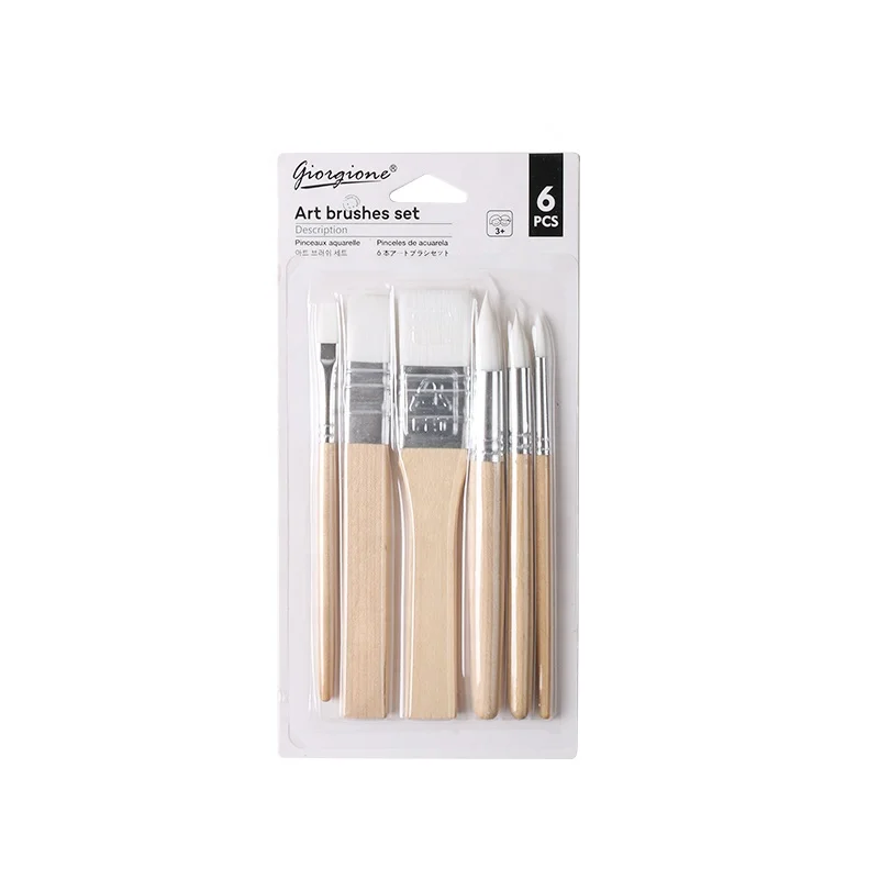 Giorgione High Quality 6PCS Nylon Bristles Hair Paintbrush Set for Watercolor Gouache Acrylic Painting