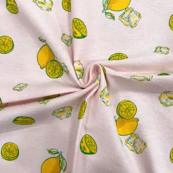High Quality Lemon ice Tea Printed Fabric Flannel Brushed Cotton Short Brushed Fabric for Children Dress Decoration