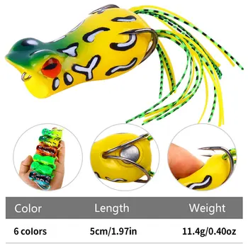 For FO022 5cm 11.4g Artificial Soft ABS Top Water Frog Lure with Long Skirt Tail for Saltwater Fishing – Soft Lure – view 5