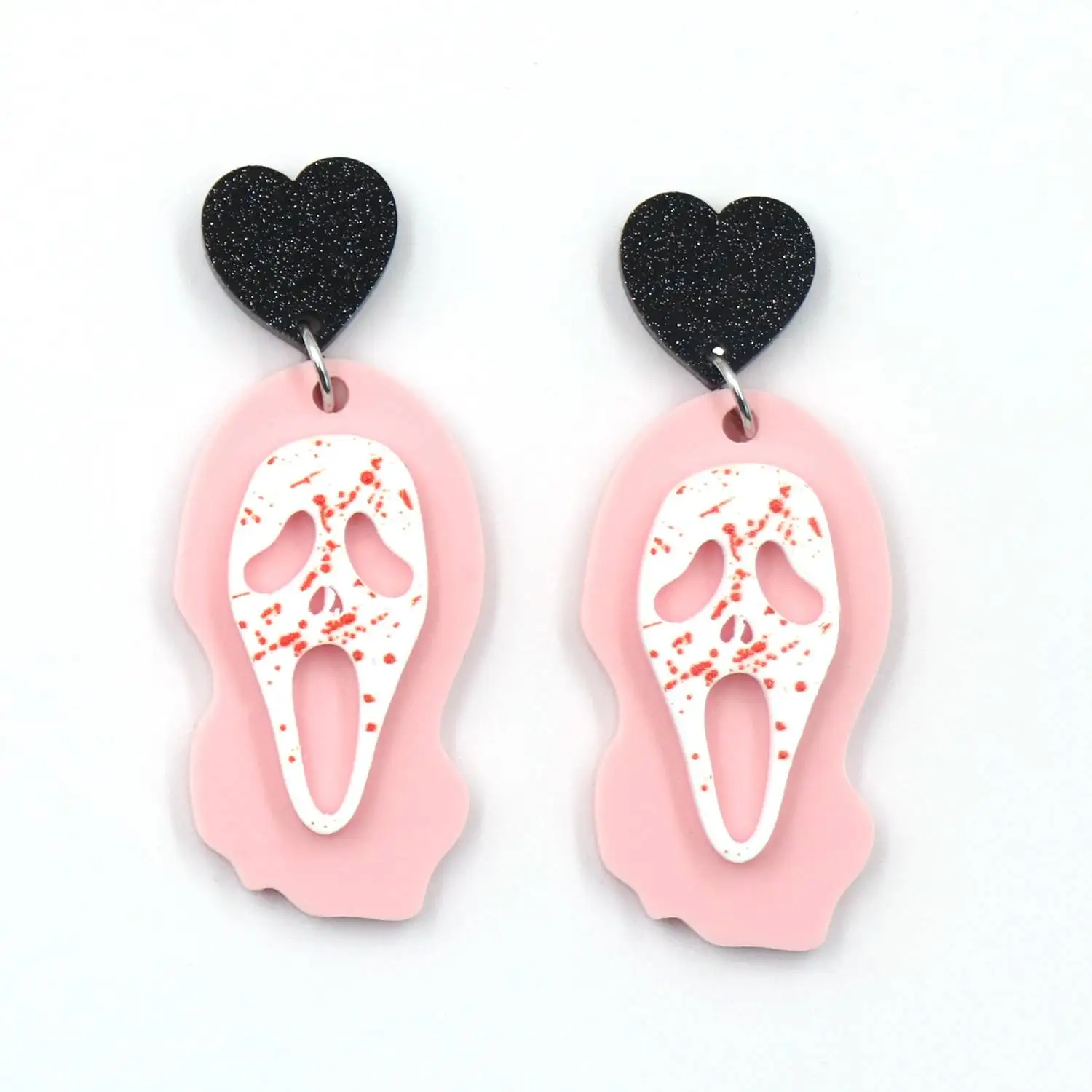 YCXER2534 Halloween Vintage Drop Bloody Ghost Pink Design Inspired Scream Friday 13th Movies Acrylic Jewelry Women Gifts