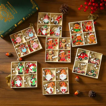 Hot Selling Small Wooden Hanging Ornaments Christmas New Year Decorations  for Tree Decoration and Small Gifts