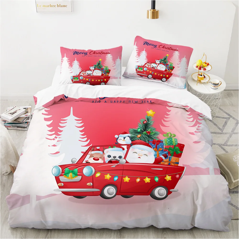 Children's Duvet Covers with Pillowcases Three piece Christmas Bedding Set Polyester Kids Bedding Set with cartoon characters