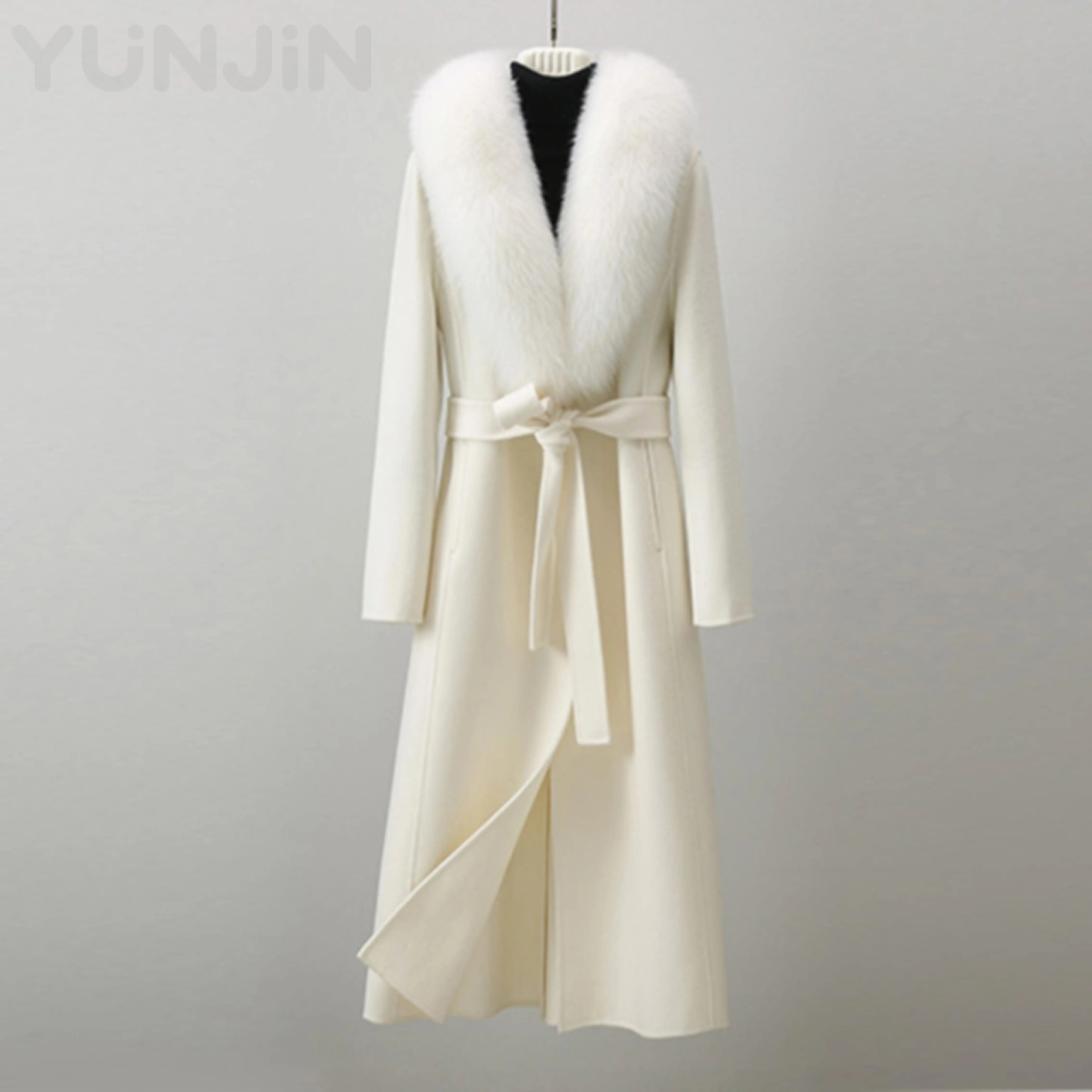 New Premium Double-Faced Cashmere Wool Trench Coat Women