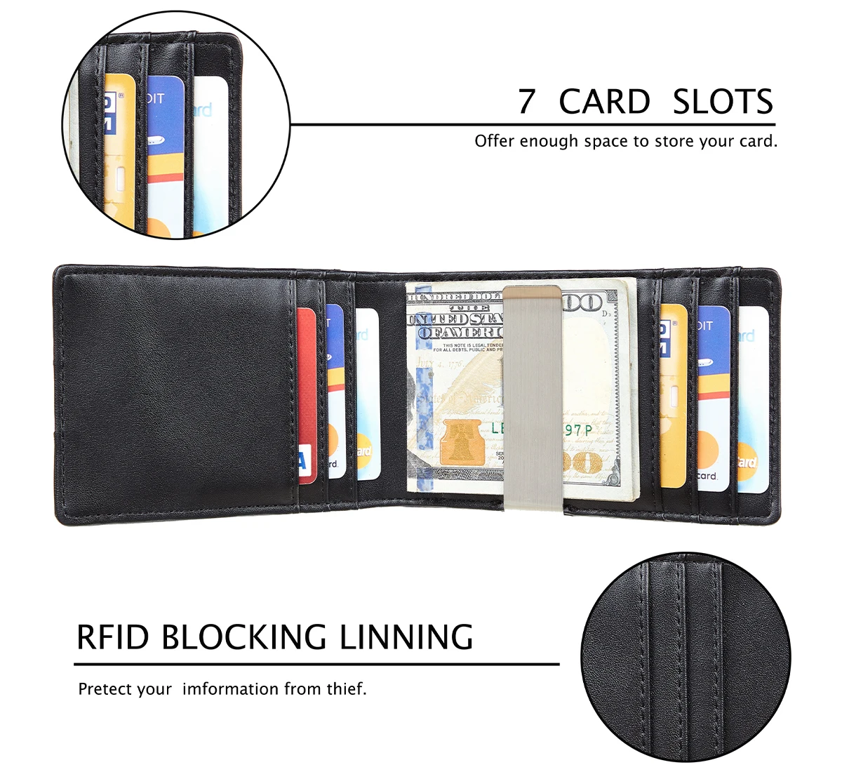 Free Sample Custom Slim Mens Rfid Bloking Bifold Credit Card Holder ...