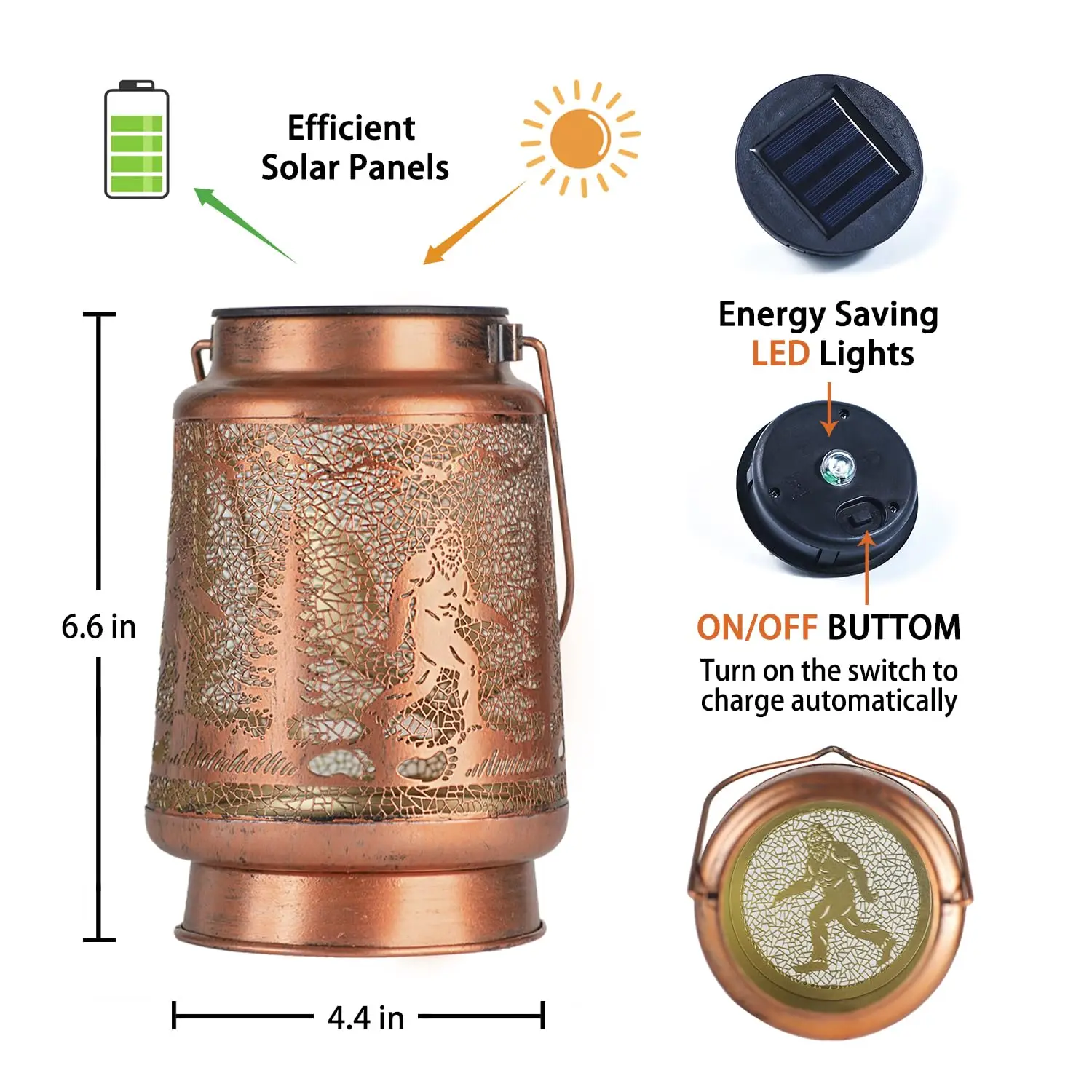 Bigfoot Solar Lanterns Waterproof Outdoor Metal Led Lights Sasquatch ...