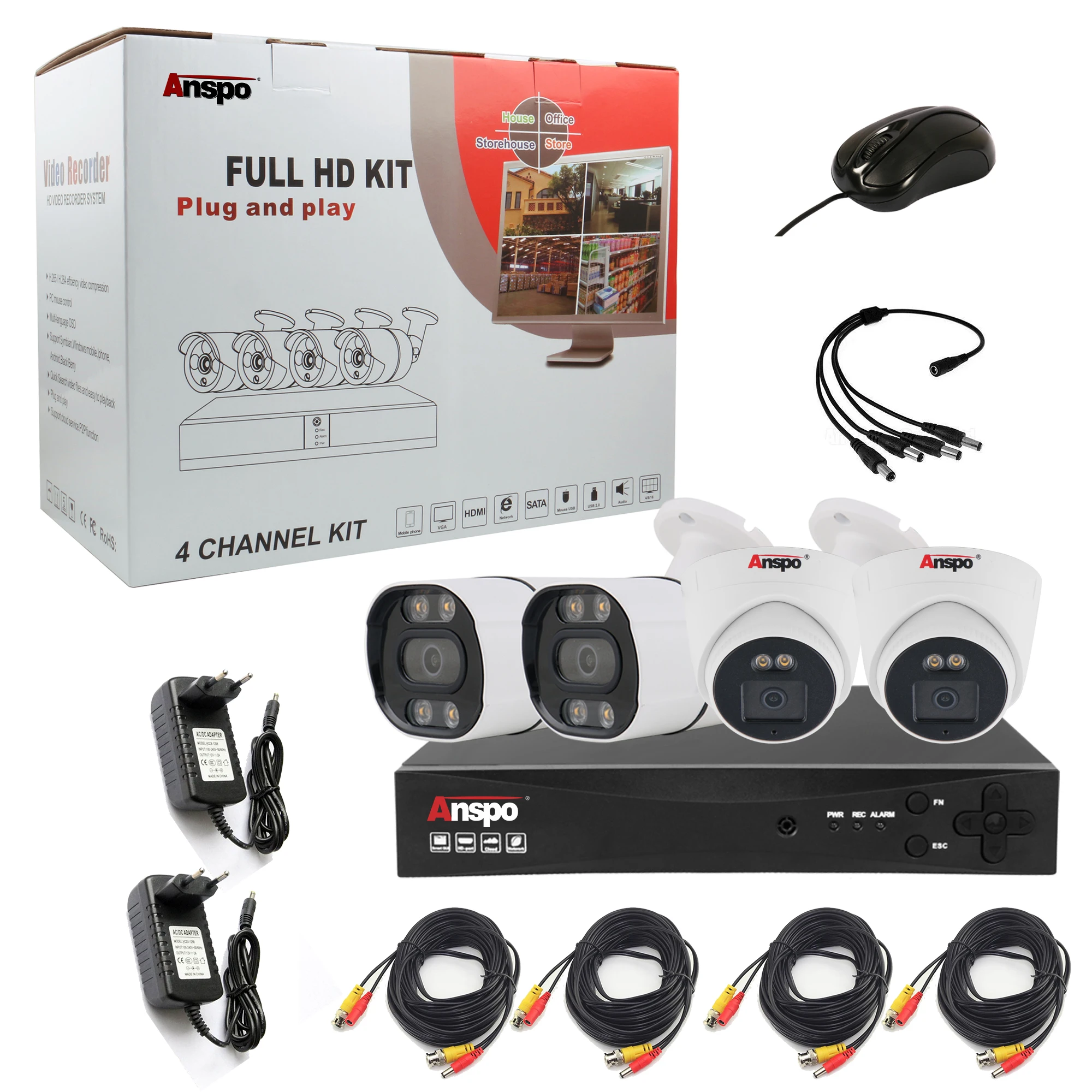 anspo video monitoring equipment Anspo Channel CCTV Camera System with Night Vision