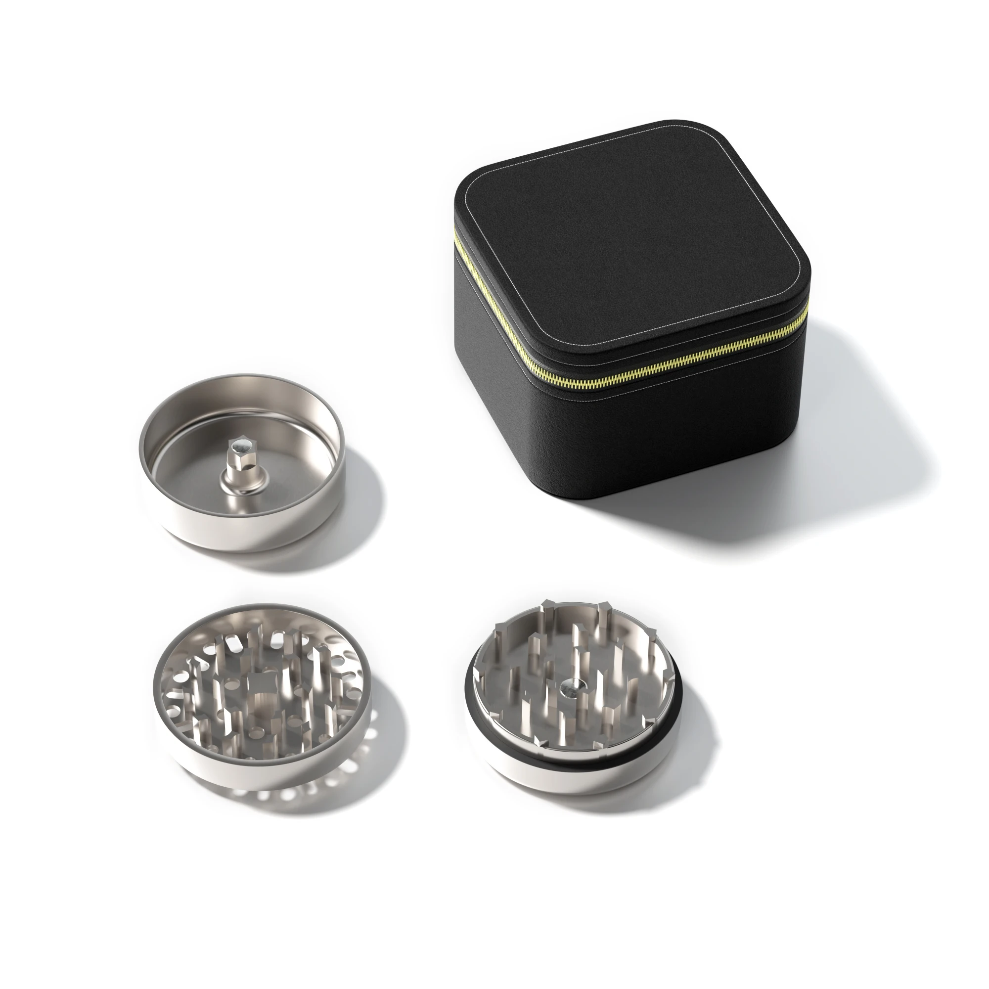 New Design Simple Hand Crank Custom Made 3 Part Private Label Novelty Titanium Manual Herb Grinder