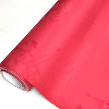 Red Suede Fabric Vinyl Car dashboard vinyl wrap for automotive alcantara wrap