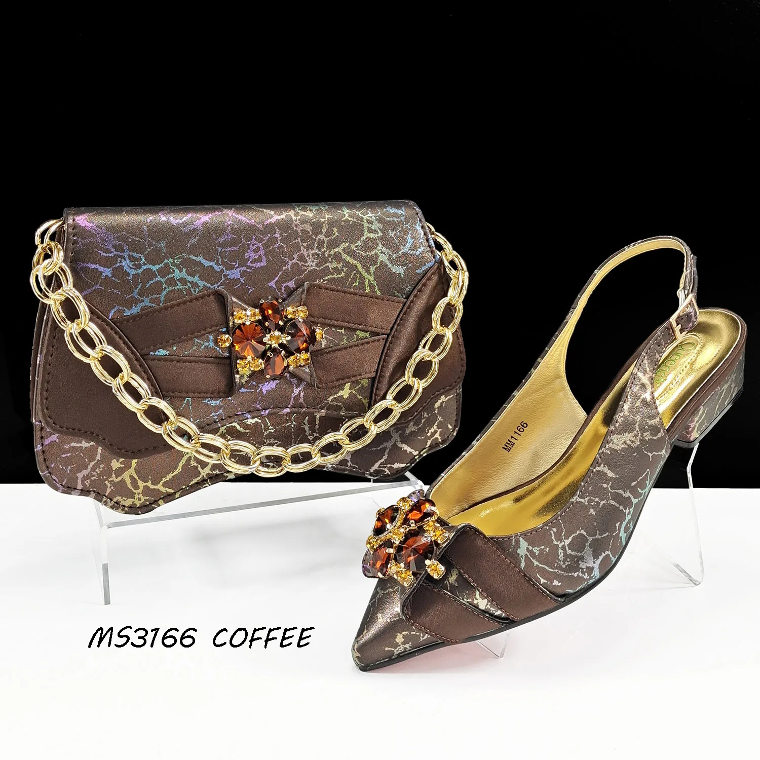 Italian Women's Lemon Green Rhinestone Wedge Heel Sandals Purse