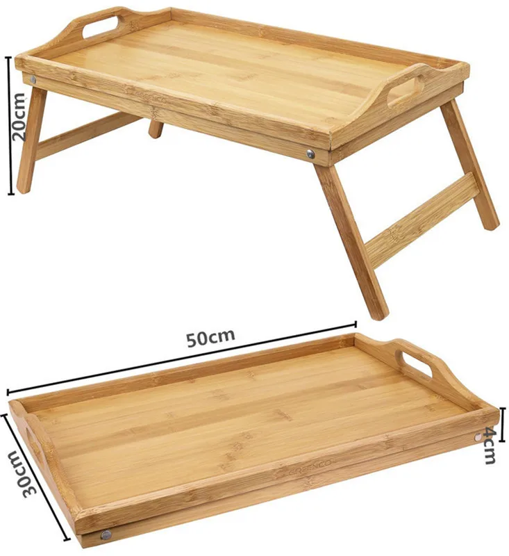Портативный многофункциональный складной столик для пикника на открытом воздухе, офиса, дома, поднос для завтрака, закусок, настольные столы из бамбука и дерева