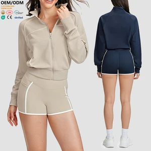 XW-EWT5079 Top Selling Custom Loose Breathable Zipper Long Sleeve Fitness Gym Clothing Running Workout Sports Yoga Jacket