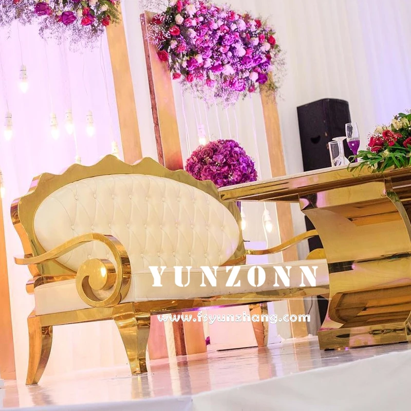 Gold Stainless Steel Sun Flower Back Sofa with Customizable Size for Living Room and Hotel