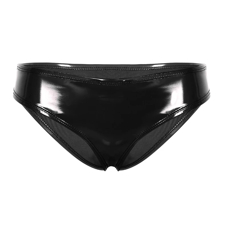 Hot Sale Wet Look Latex Underwear Womens Low Rise High Cut Mini G ...