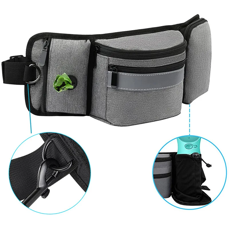 Hands Free Dog Training Pouch With Poop Bag Dispenser Waterproof Dog Walking Waist Bag For Leash