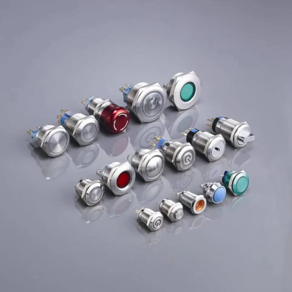 16Mm Double Led Push Button 19 Mm Flat Stainless Steel Button With Ring Coloured Illuminated and Screw Contacts Waterproof Led P