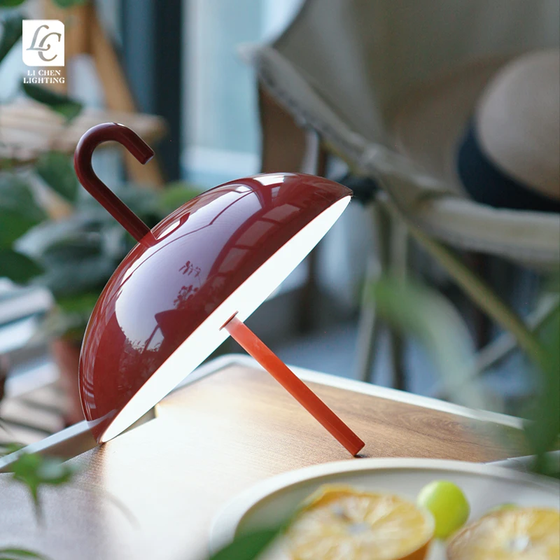 P3049TA Modern Style Indoor Decoration Umbrella Table Light Dinning Bedroom Bedside Rechargeable LED Desk Lamp
