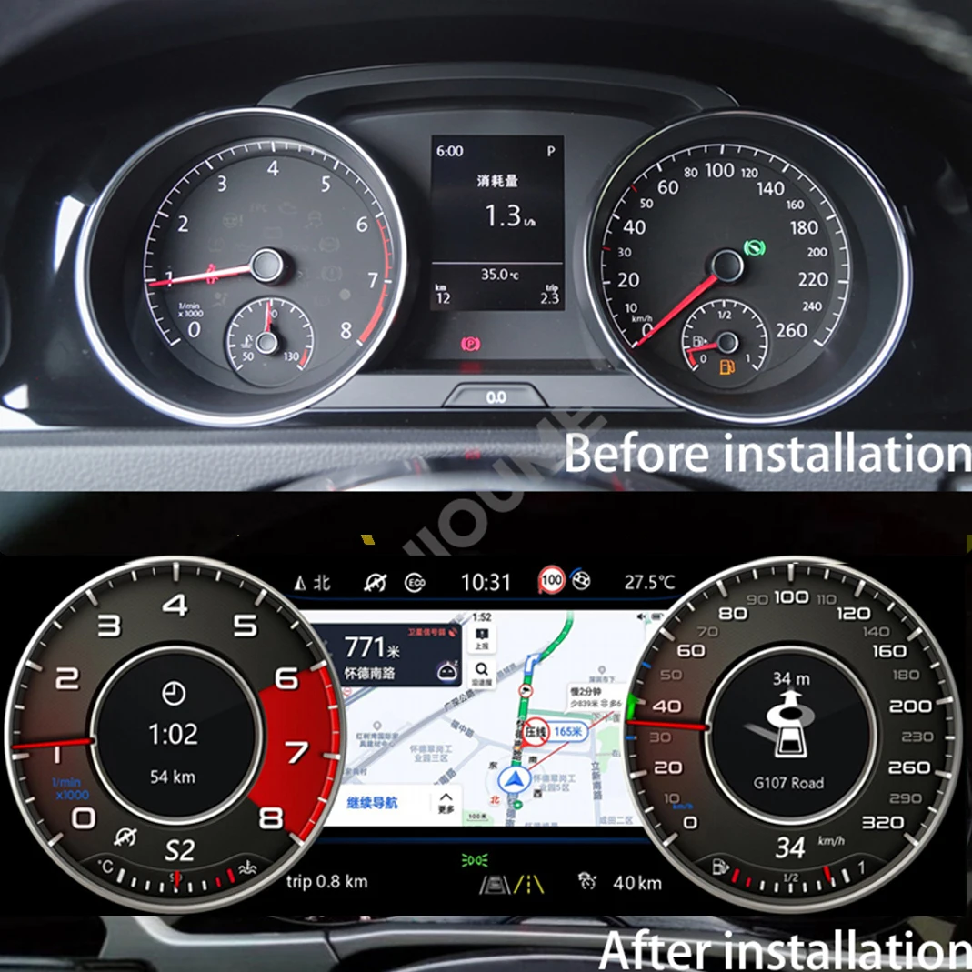 Digital Dashboard Panel Virtual Instrument Cluster CockPit LCD Speedometer for Volkswagen VW Golf 7 R Golf7 MK7 GTi 2012~2020