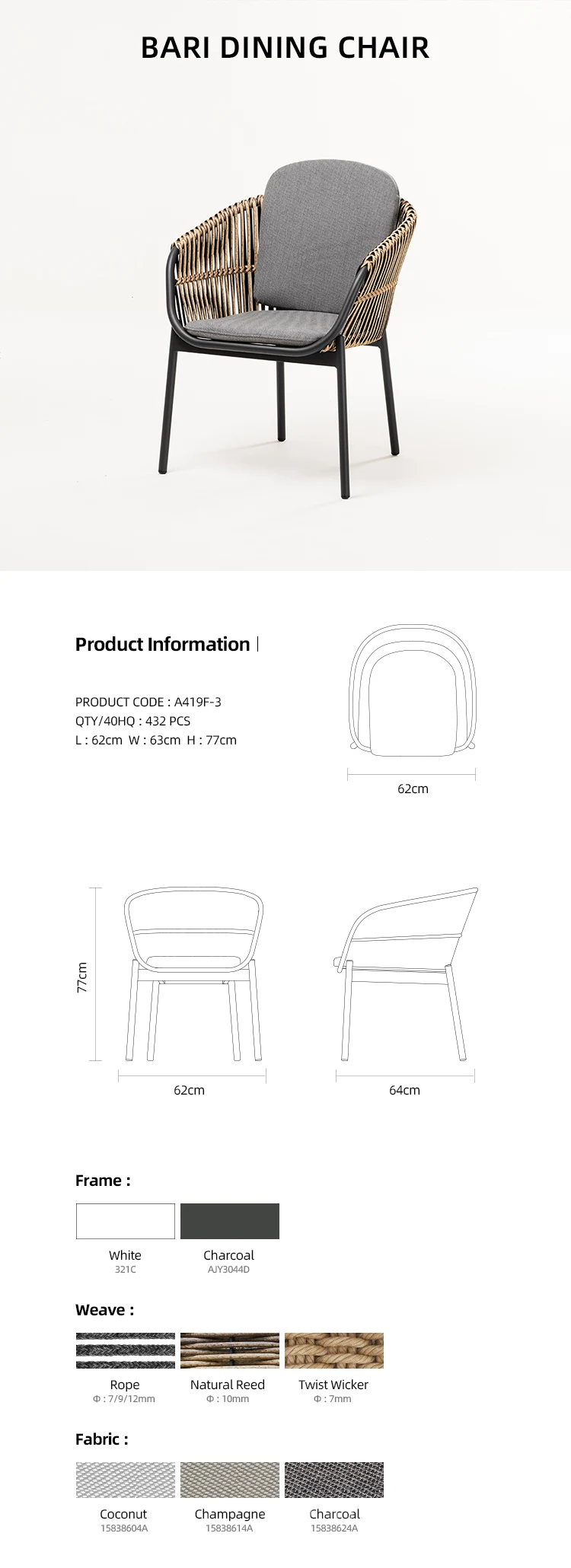 Artie Garden Furniture Stackable Outdoor Chairs Modern Luxury Rattan