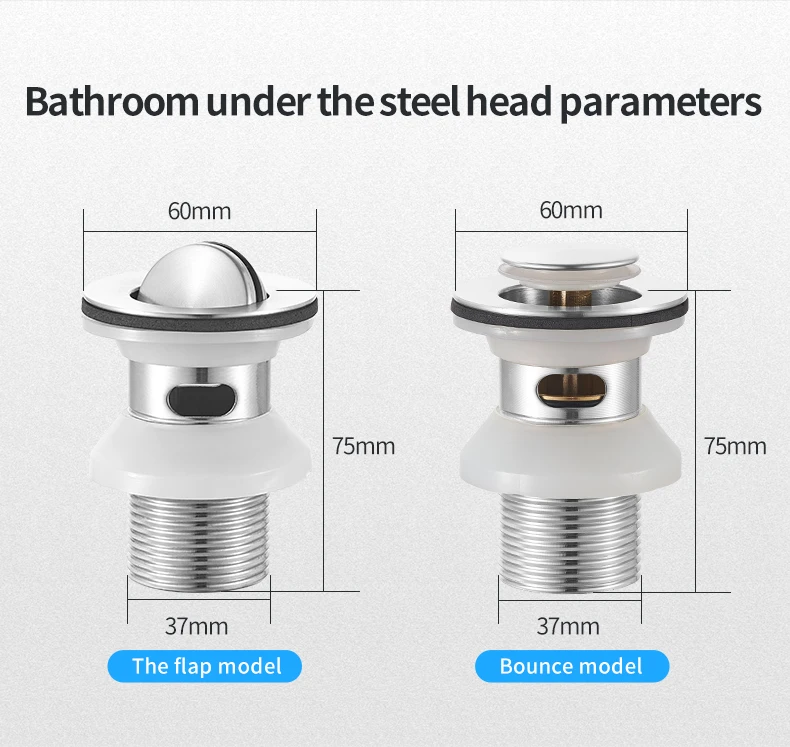 product anti lost basin bouncing core drain pipe sink stainless steel pressure type bouncing core leaking plug accessories-5