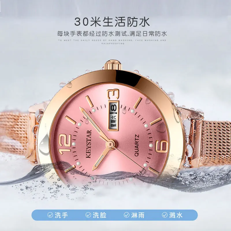 Comprar Reloj digital de lujo, relojes magnéticos para mujer, reloj de  cuarzo de acero inoxidable de oro rosa, reloj femenino