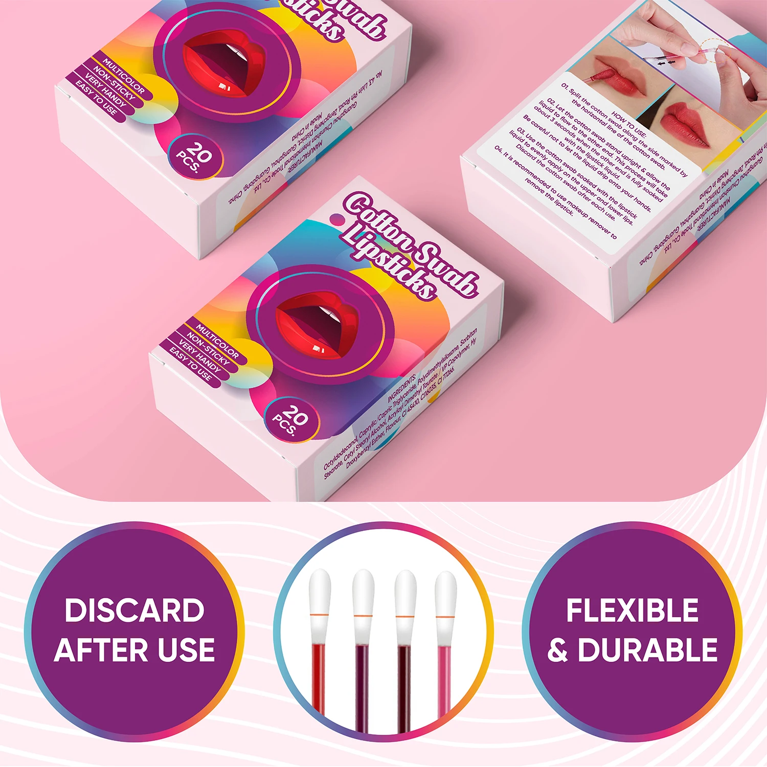 New Arrival Tattoo Lipstick Cigarette Cotton Swab Tattoo Lipstick Disposable Cotton Swab