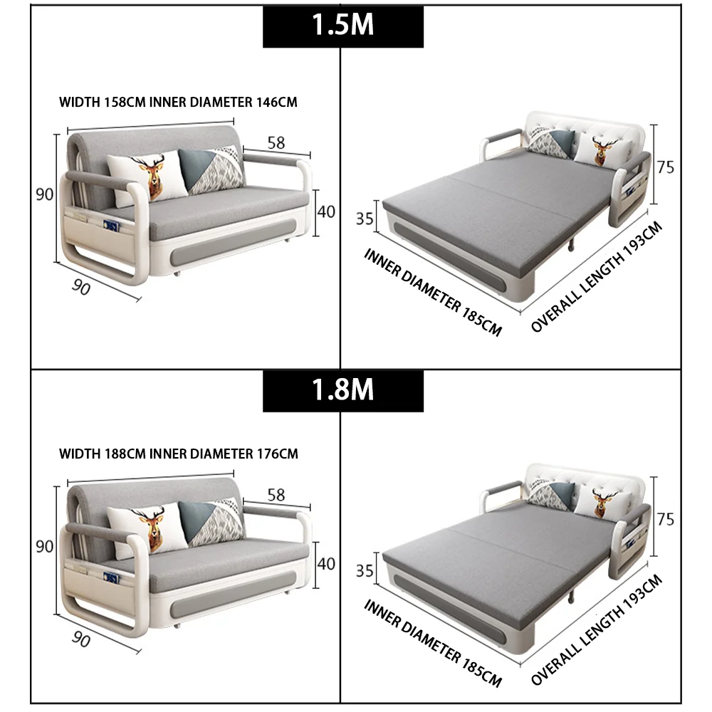 Modern High Quality Pull Out Sofa Bed With Armchair Three Seats Couch ...