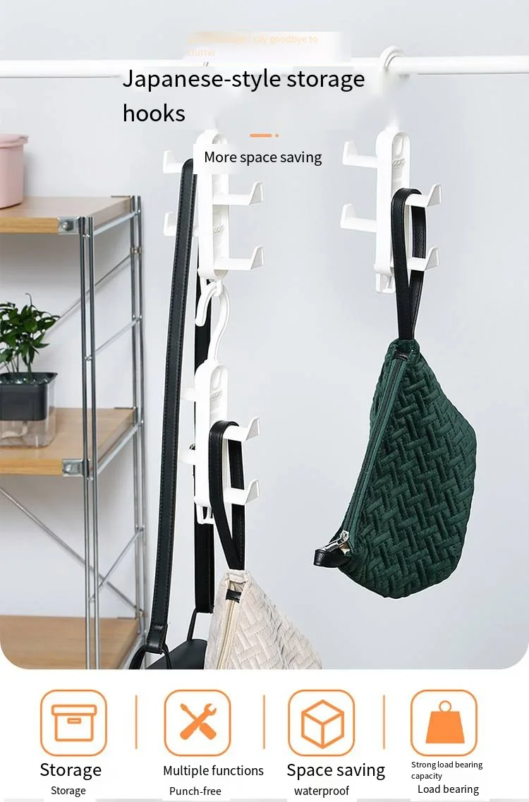 Multi-functional coat and hat hook double-sided hook wardrobe hanger bag Creative hook storage rack hanger manufacture