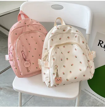 2024 Korean style elementary school floral flower printed women's backpack mini cute children hang bag schools for girls