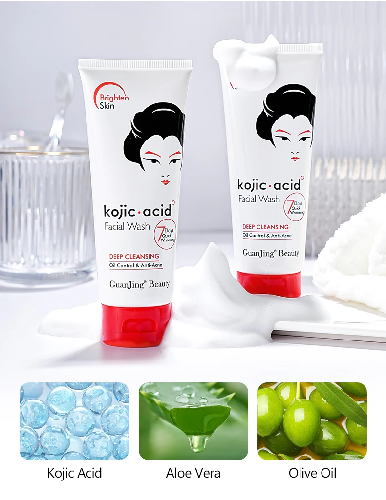 Organic Kojic Acid Face Wash Unisex Face Gel Cleanser Custom Facial