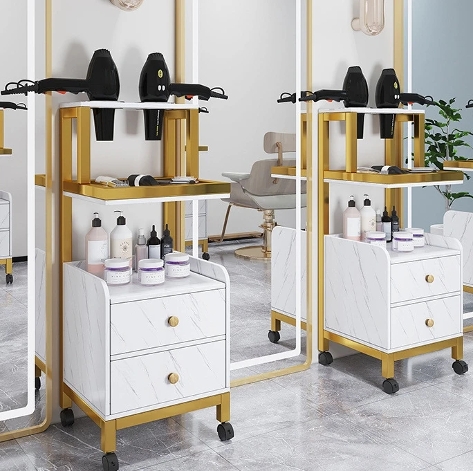 Modern Gold Salon Trolley Cart With Wheels Drawers Oem Available