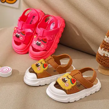 Customized Toddler Shoes High Quality Leather Cartoon Baby Sandals Unisex Summer Sandals For Baby Girls Boys