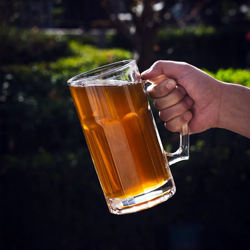 Custom Premium Beer Steins Glasses1200ml Large Beverage Juice Container Giant Clear 1 Liter Glass Beer Mug for Bar Party Holiday