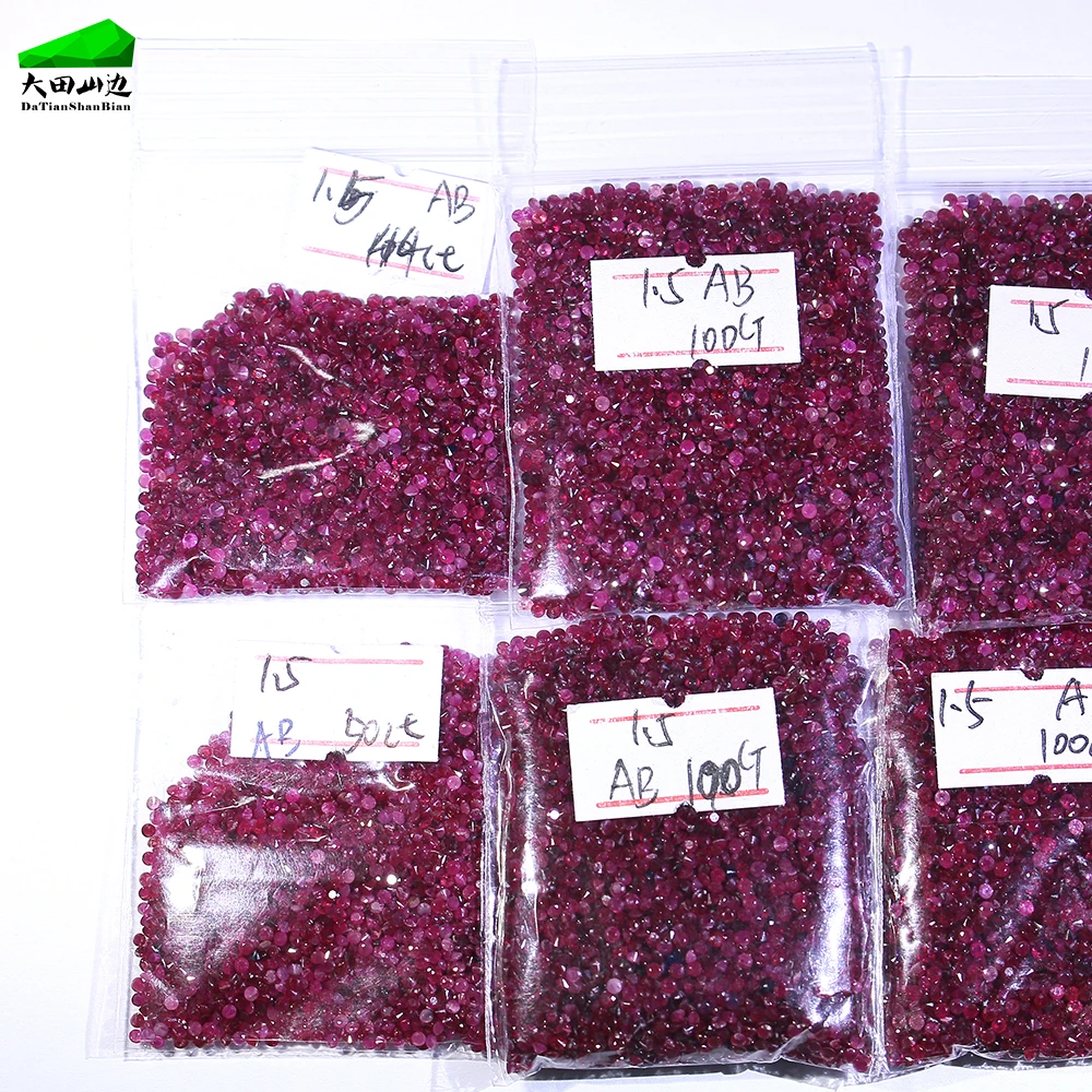 Datian High Quality Natural Ruby Gemstone Loose round Cut 0.7~2.0mm for Jewelry Making