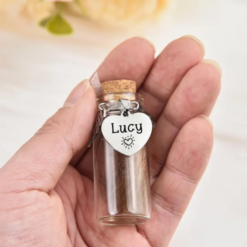 Modern Cat and Dog Pet Fur and Teeth Keepsake Container Custom Glass Bottle Eco-friendly preview 2