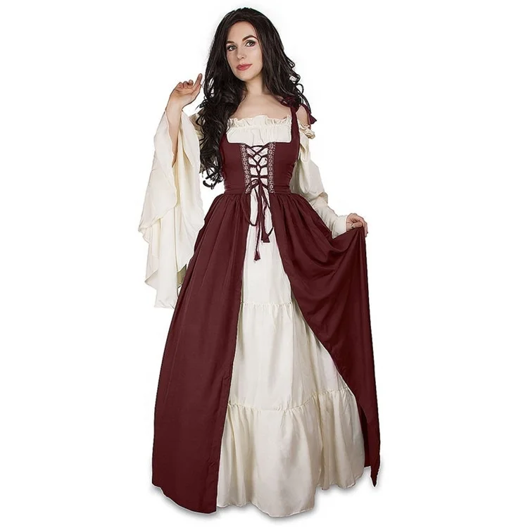 Medieval Irish Renaissance Women's Costume Dress Set Chemise