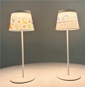 2026 New Portable Lamp Table Light for Restaurant Wireless Bed Side Lamp for Bedroom Lamp Customizable Pattern Fabric Lampshade