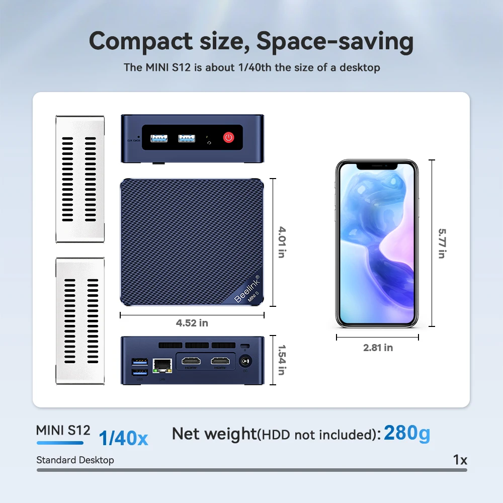 Beelink Mini S12 Pro Mini Computer Pc Intel Alder Lake N100 Processor ...
