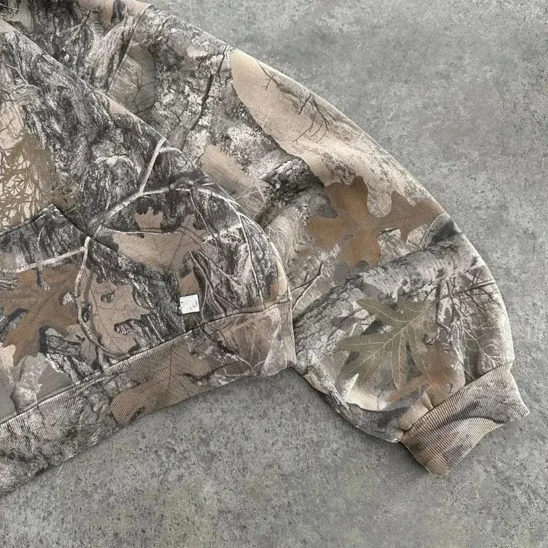 Wholesale Hunting Camo Hoodie Custom Pullover Streetwear Men Heavyweight All Over Digital Tree Printed Oversize Hoodie Men