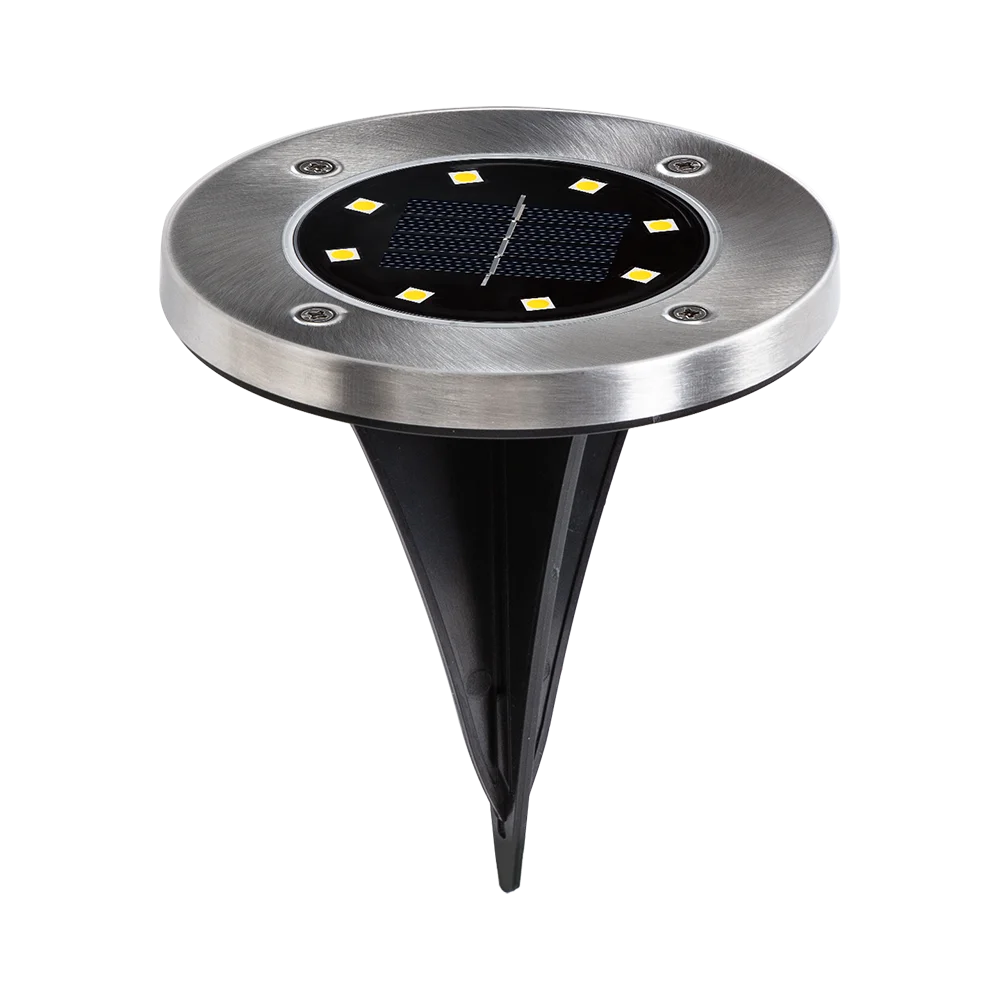 Outdoor 8 Leds Ground Light Ip65 Waterproof Stainless Steel Solar Lamp