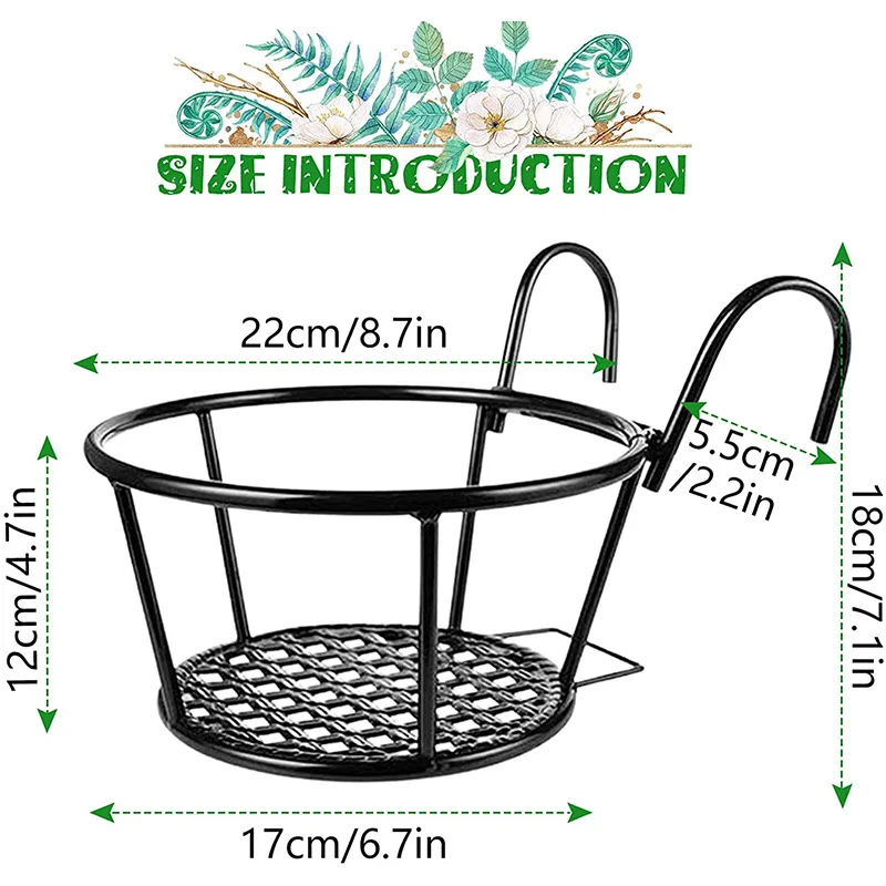 Balcony flower rack household iron hanging flower pot rack railing succulent green flower indoor storage rack supplier