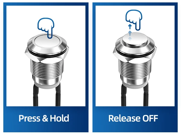High Quality Pre-Wired SPST 1NO Momentary Flat Button Metal Push Button Screw Terminal Waterproof 12MM Anti-vandal Switches