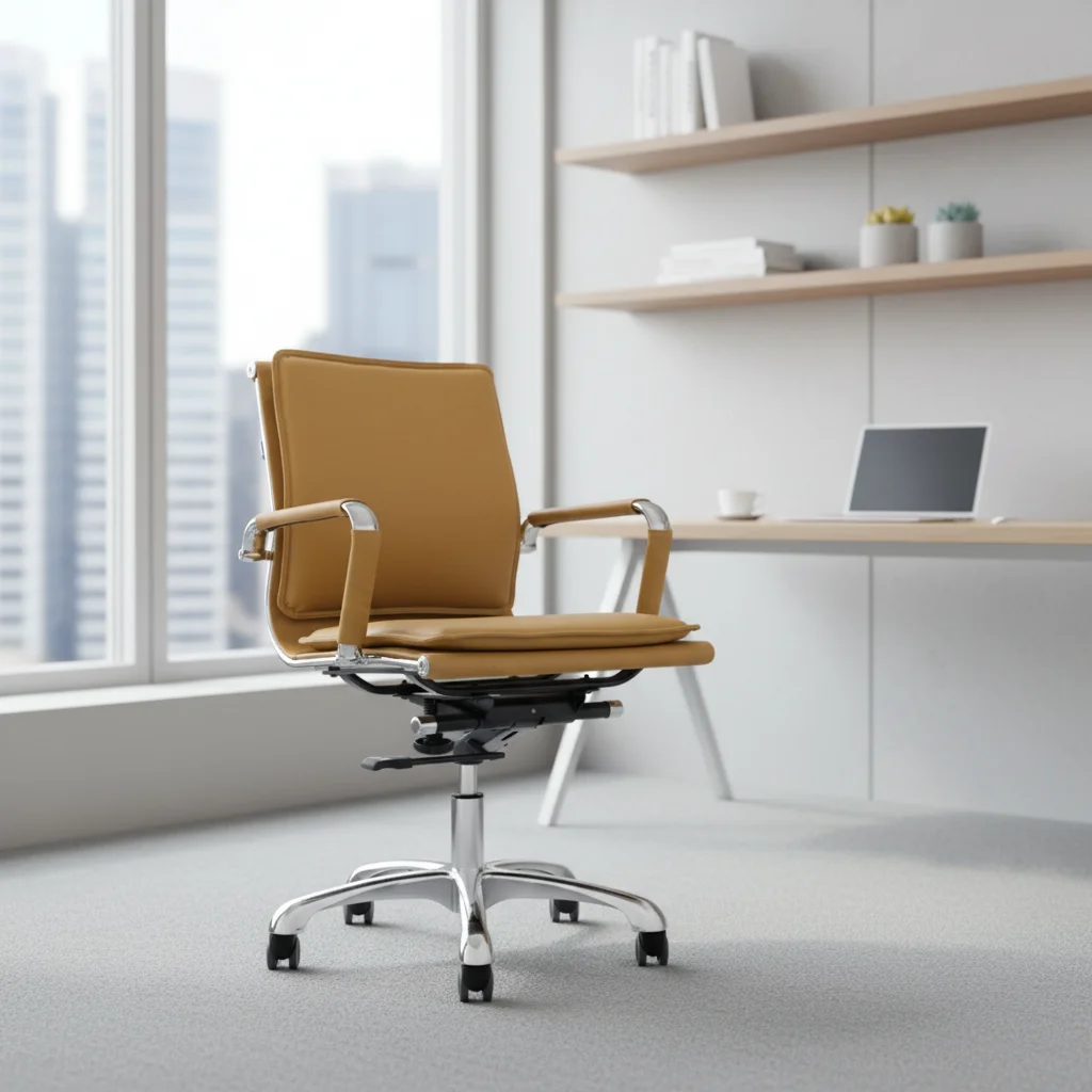 Modern Ergonomic Leather Executive Chair with Adjustable Height and Comfortable Back Support 4