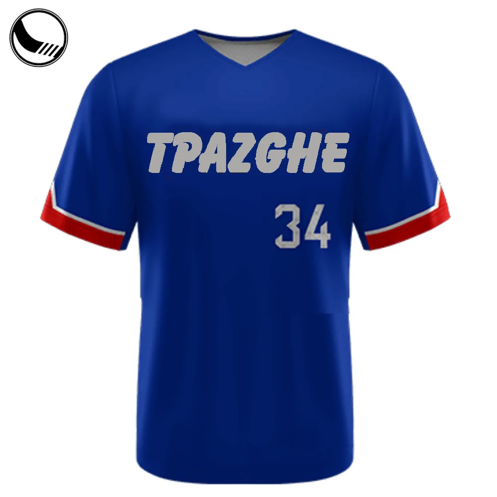 Wholesale Custom Cheap Blue v Neck Baseball Tshirt Jerseys