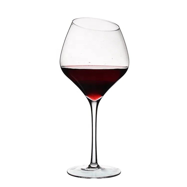 handmade premium slant rim crystal white wine glass goblet